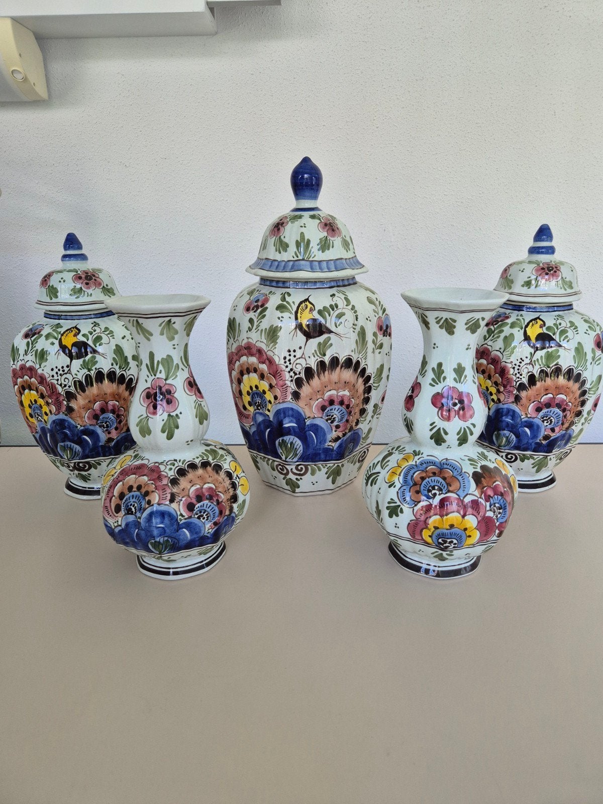 5 delige set Delfts Holland vazen hand painted, Antiek en Kunst, Ophalen