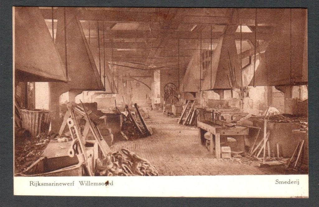 Oude ansicht - Willemsoord - Rijksmarinewerf - Smederij - NH, Ophalen of Verzenden, 1940 tot 1960, Ongelopen, Noord-Holland