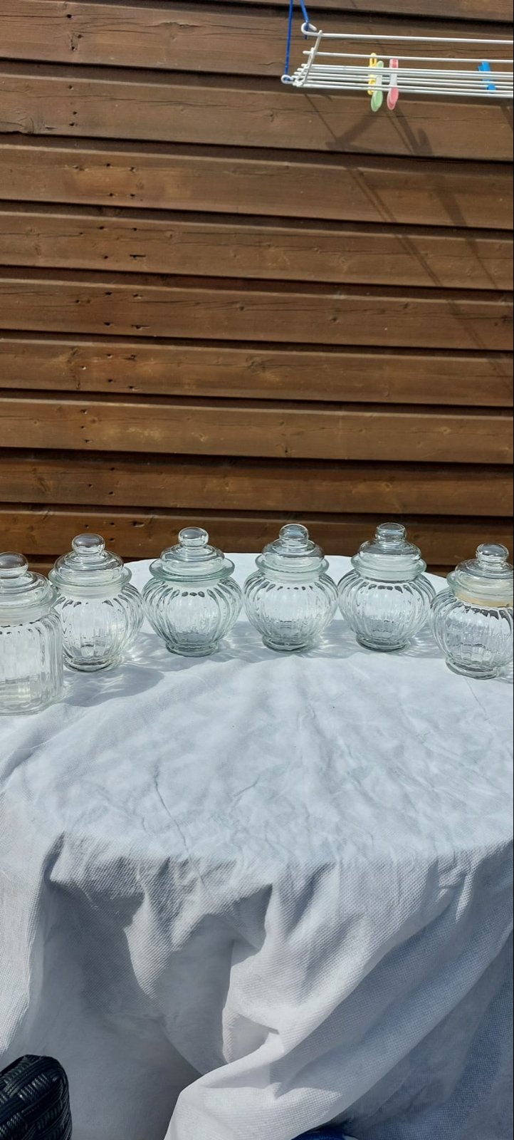 Set van 6 glazen kruidenpotjes met deksel, Ophalen, Glas, Zo goed als nieuw, Voorraadpot
