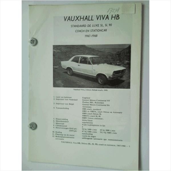 Vauxhall Viva HB Vraagbaak losbladig 1967-1968 #1 Nederlands, Ophalen of Verzenden, Gelezen, Overige merken