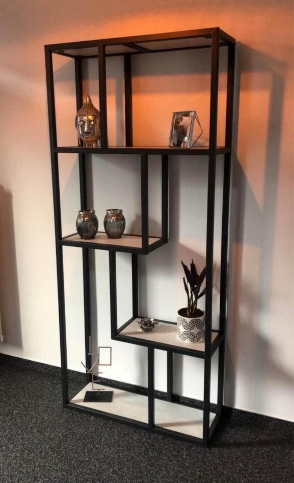 Stalen vakkenkast, Huis en Inrichting, Kasten | Wandmeubels, Ophalen, Met plank(en), Gebruikt, Minder dan 150 cm