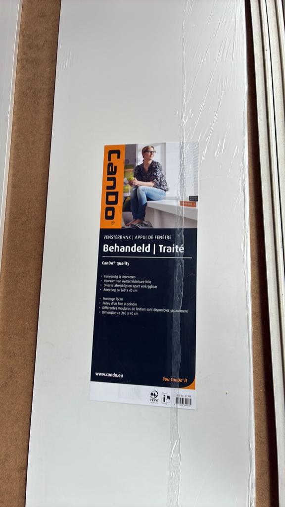 Vensterbank cando mdf 1st.40 x 260, Ophalen, Vensterbanken, Nieuw, Mdf