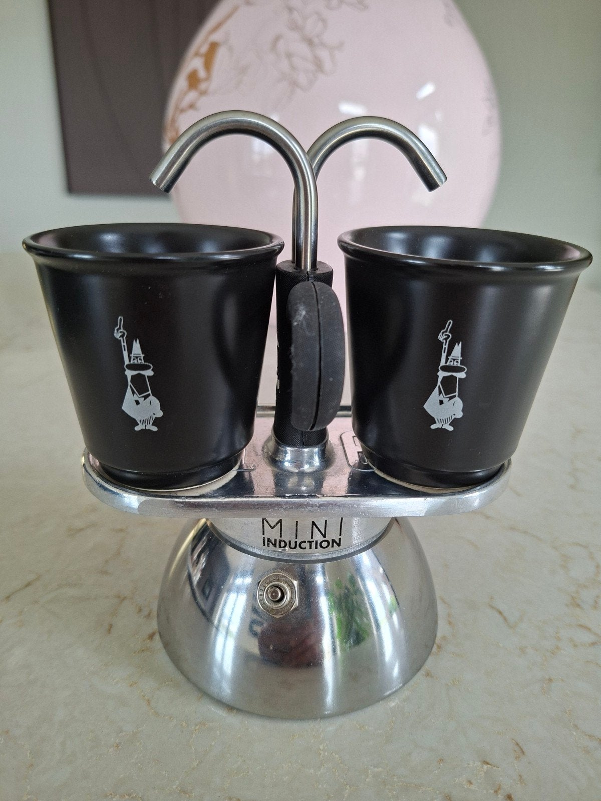 Bialetti Mini Induction Moka Pot met 2 kopjes,  zgan, Ophalen, Gebruikt, Koffiemachine, Gemalen koffie