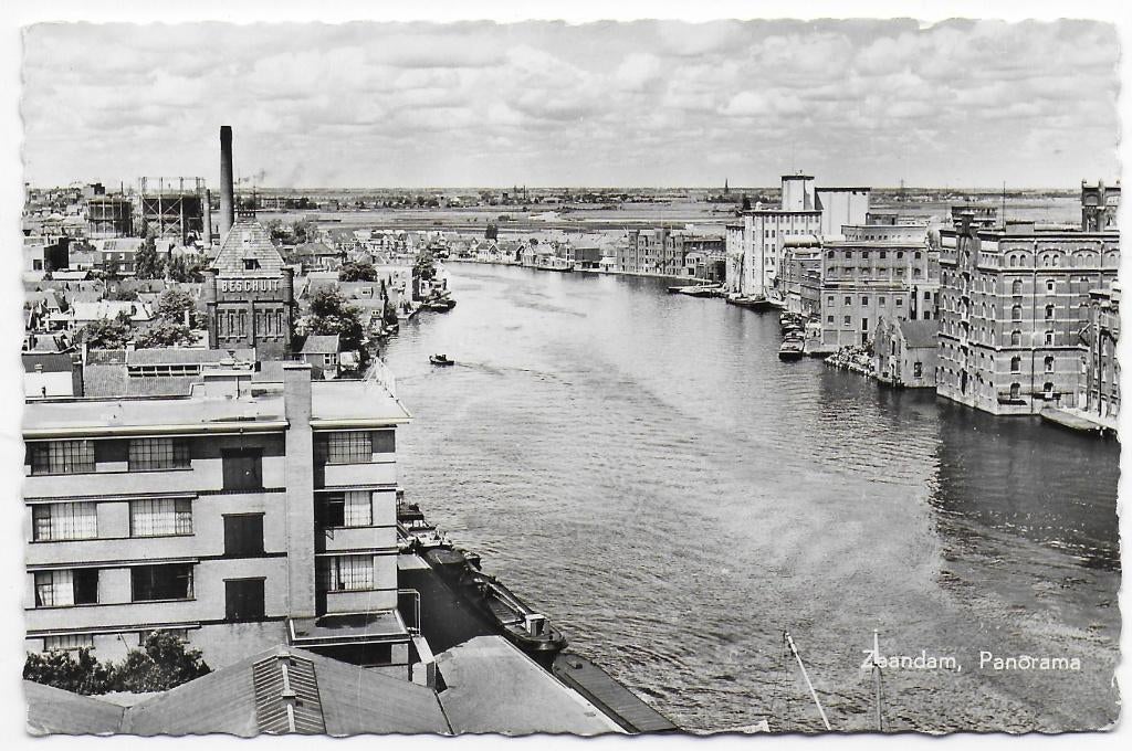 Zaandam Panorama Oude Gelopen Ansichtkaart ( B5125 ), Ophalen of Verzenden, 1940 tot 1960, Gelopen, Noord-Holland