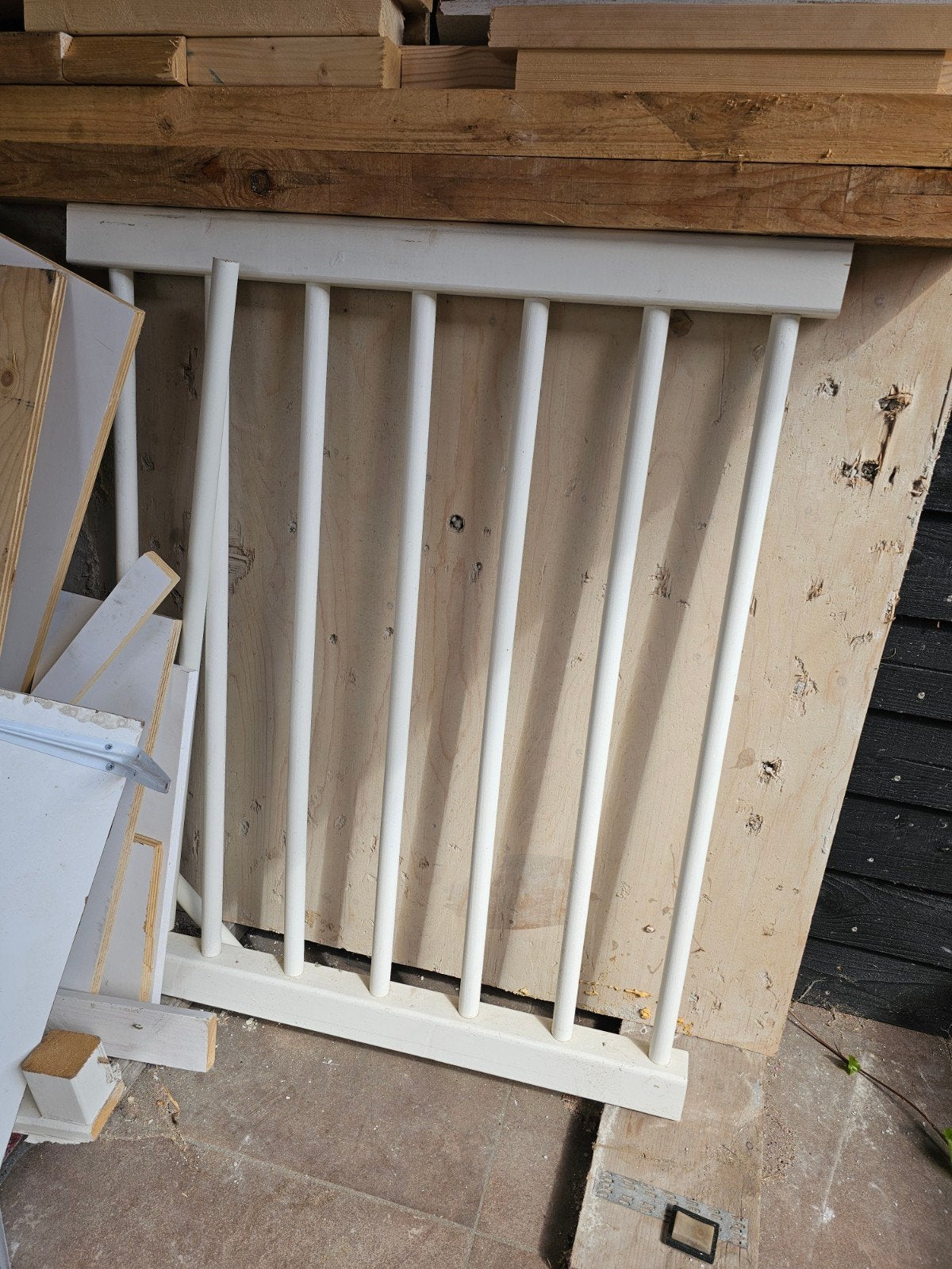 Witte houten balustrade - 80 cm breed, Ophalen, Gebruikt, Overige typen, Hout