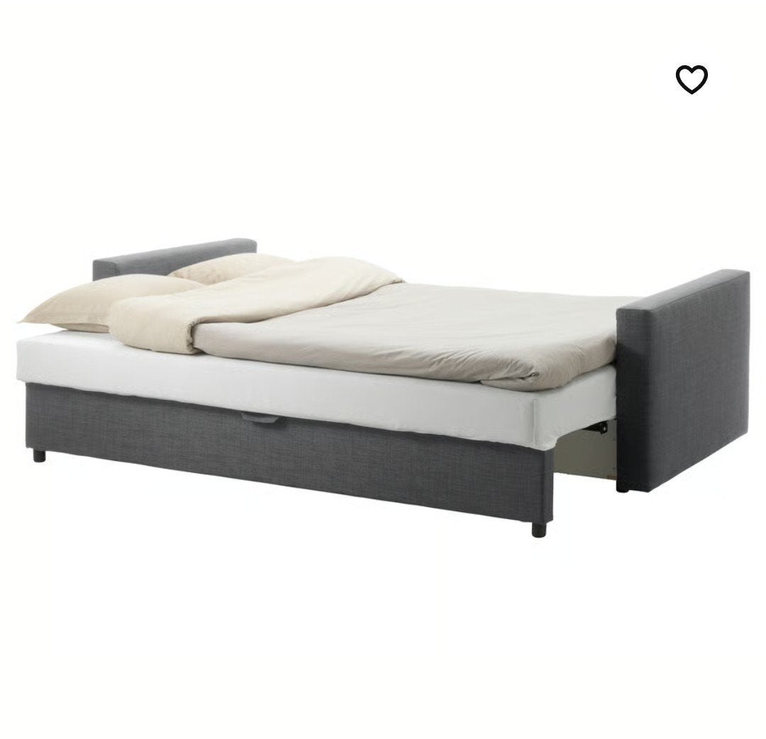 IKEA FRIHETEN 3-zits slaapbank - Antraciet, Ophalen, Gebruikt, Tweepersoons, 140 cm