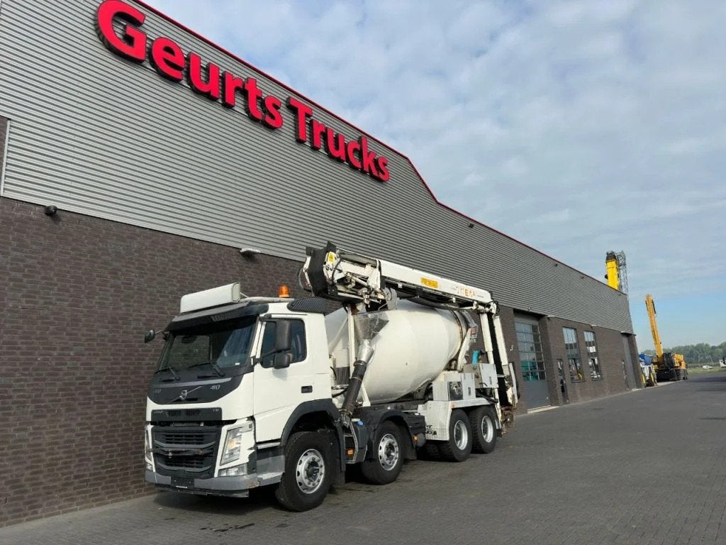 Volvo FM 410 8X4 + STETTER 9 M3 MIXER/MISCHER + THEAM 15 M T, Auto's, Automaat, Achterwielaandrijving, Euro 6, Wit