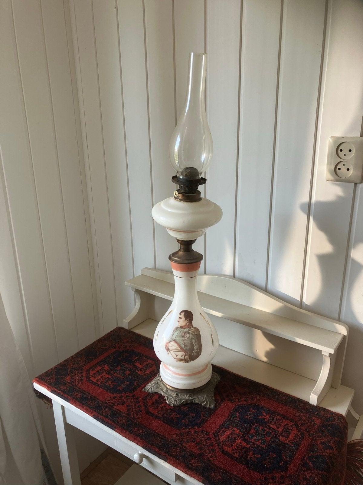 Antieke olielamp met Napoleon-afbeelding, Antiek en Kunst, Ophalen