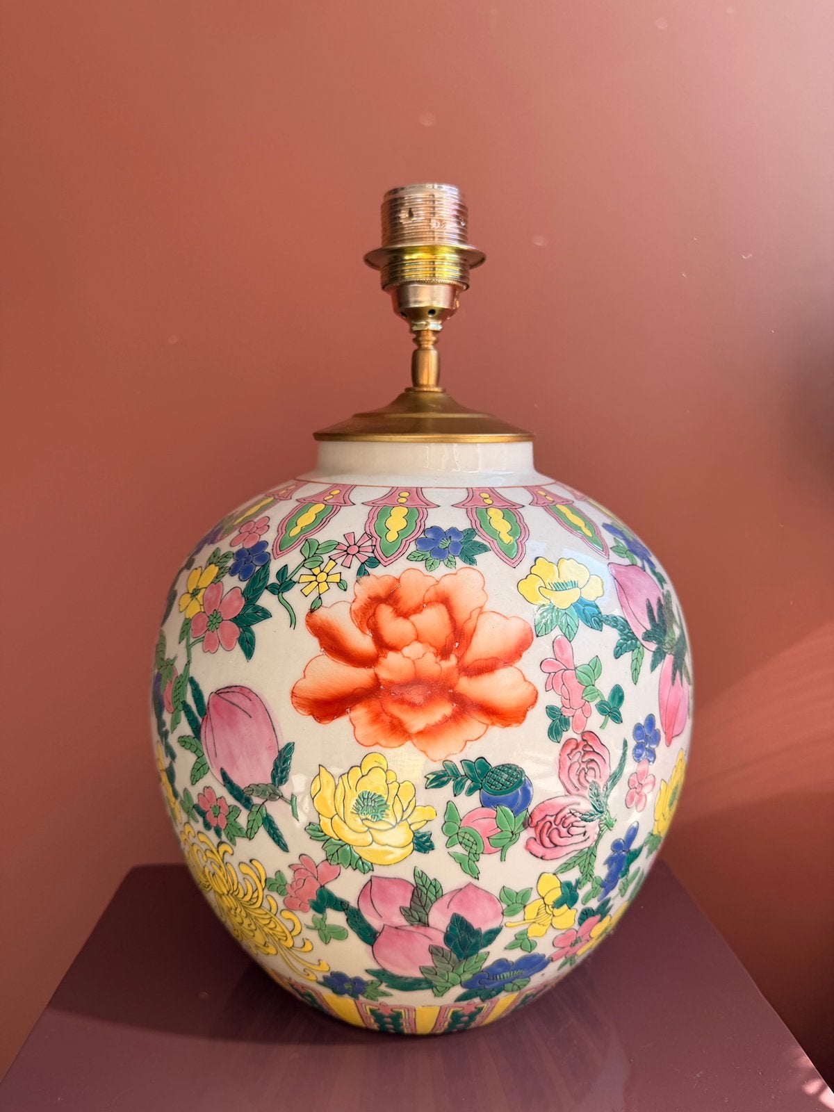 Grote Chinese vaas-lampenvoet, Huis en Inrichting, Lampen | Tafellampen, Vintage, Meerkleurig, Nieuw, Sfeerlamp