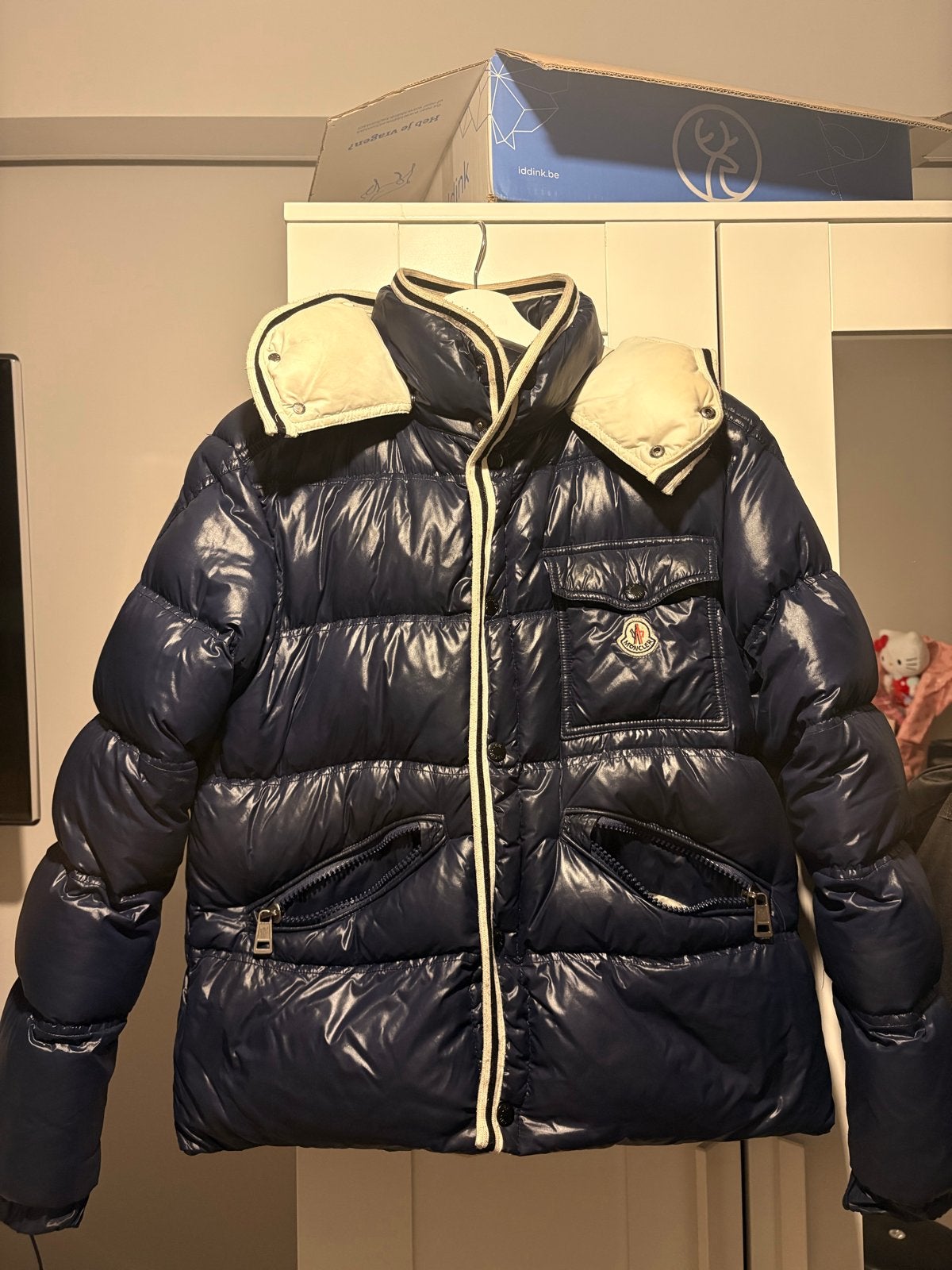 Moncler Maya donsjack - Donkerblauw - Maat M, Ophalen of Verzenden, Zo goed als nieuw, Maat 48/50 (M), Blauw