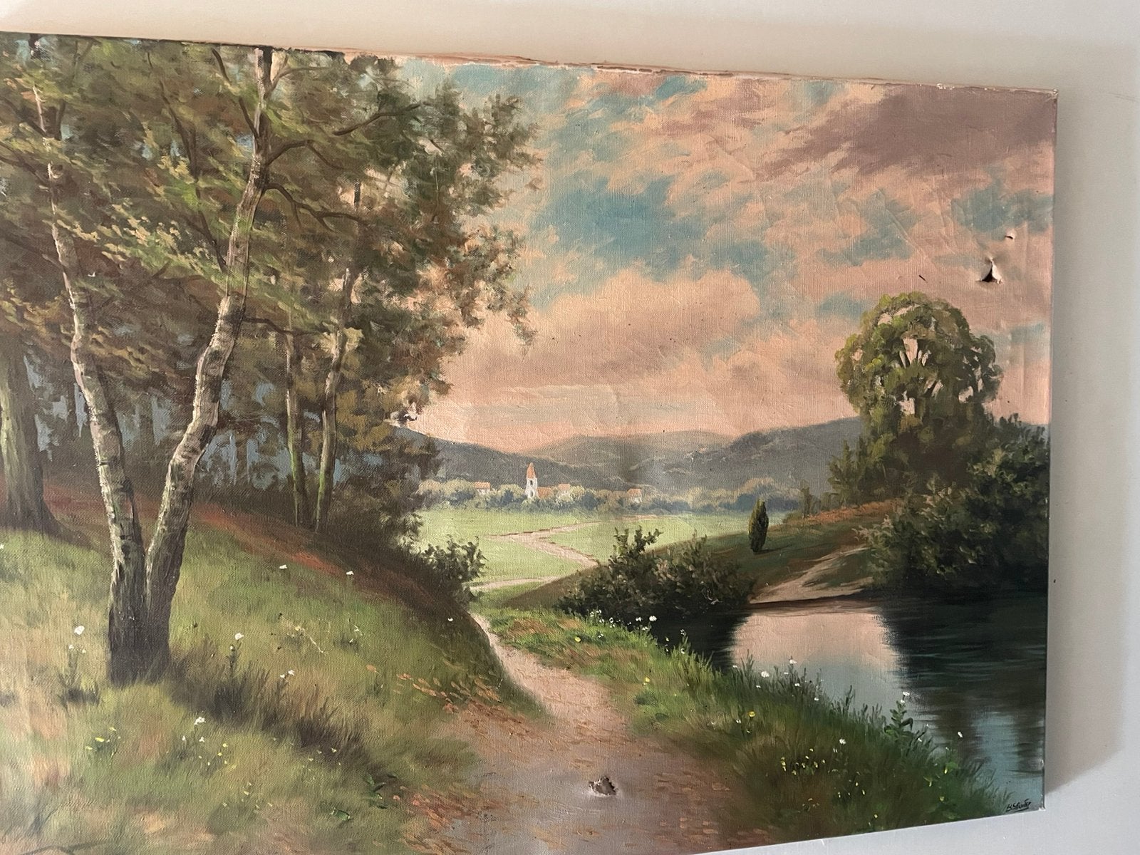 Origineel B. Sluiter schilderij, Antiek en Kunst, Ophalen, Klassiek, Landschap