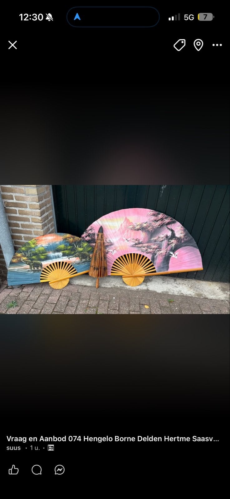 Mooie waaiers met Oosterse taferelen, Ophalen, Hout, Gebruikt, Meerkleurig