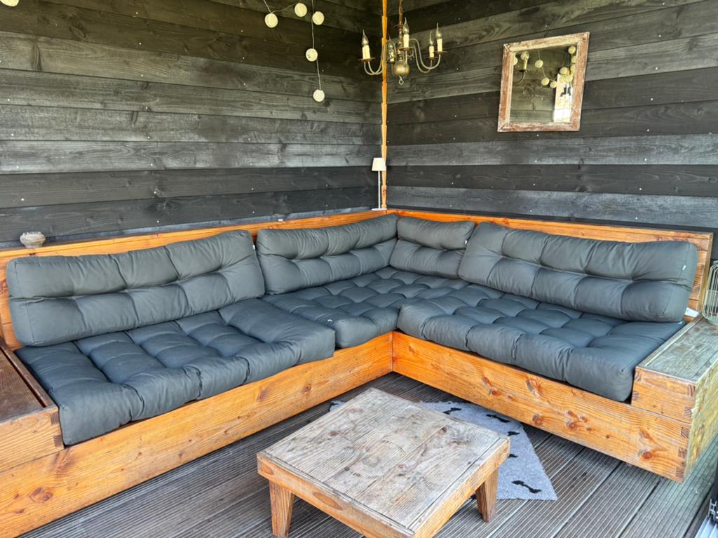 Palletkussens, Tuin en Terras, Ophalen, Overige materialen, Gebruikt, 6 zitplaatsen