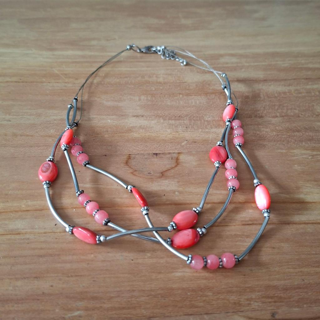 Zilverkleurige collier met kralen - Otazu, Ophalen of Verzenden, Nieuw