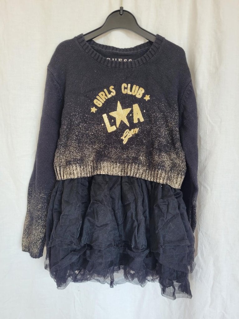 Stoere jurk met tullerokje mt 110 merk Guess, Kinderen en Baby's, Meisje, ., Ophalen of Verzenden, Zo goed als nieuw