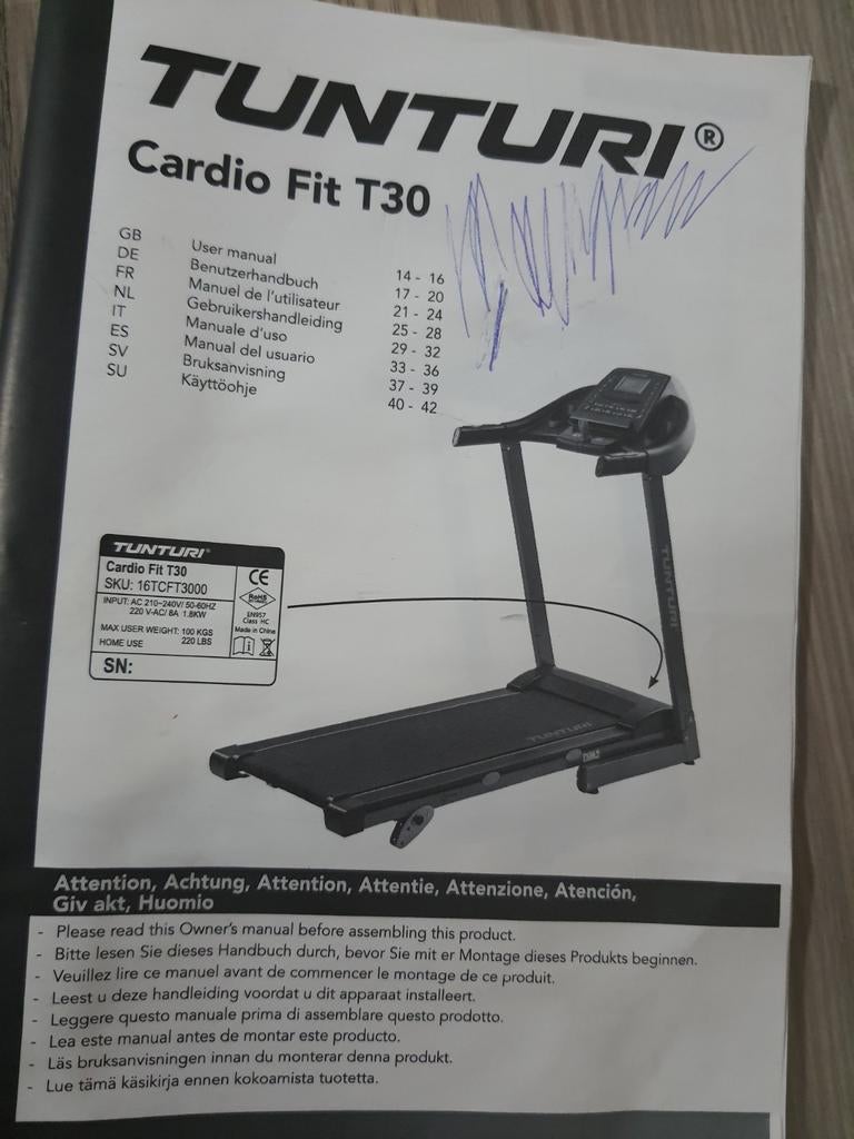 Tunturi 8717842028971, Aluminium, Ophalen of Verzenden, Zo goed als nieuw, Loopband