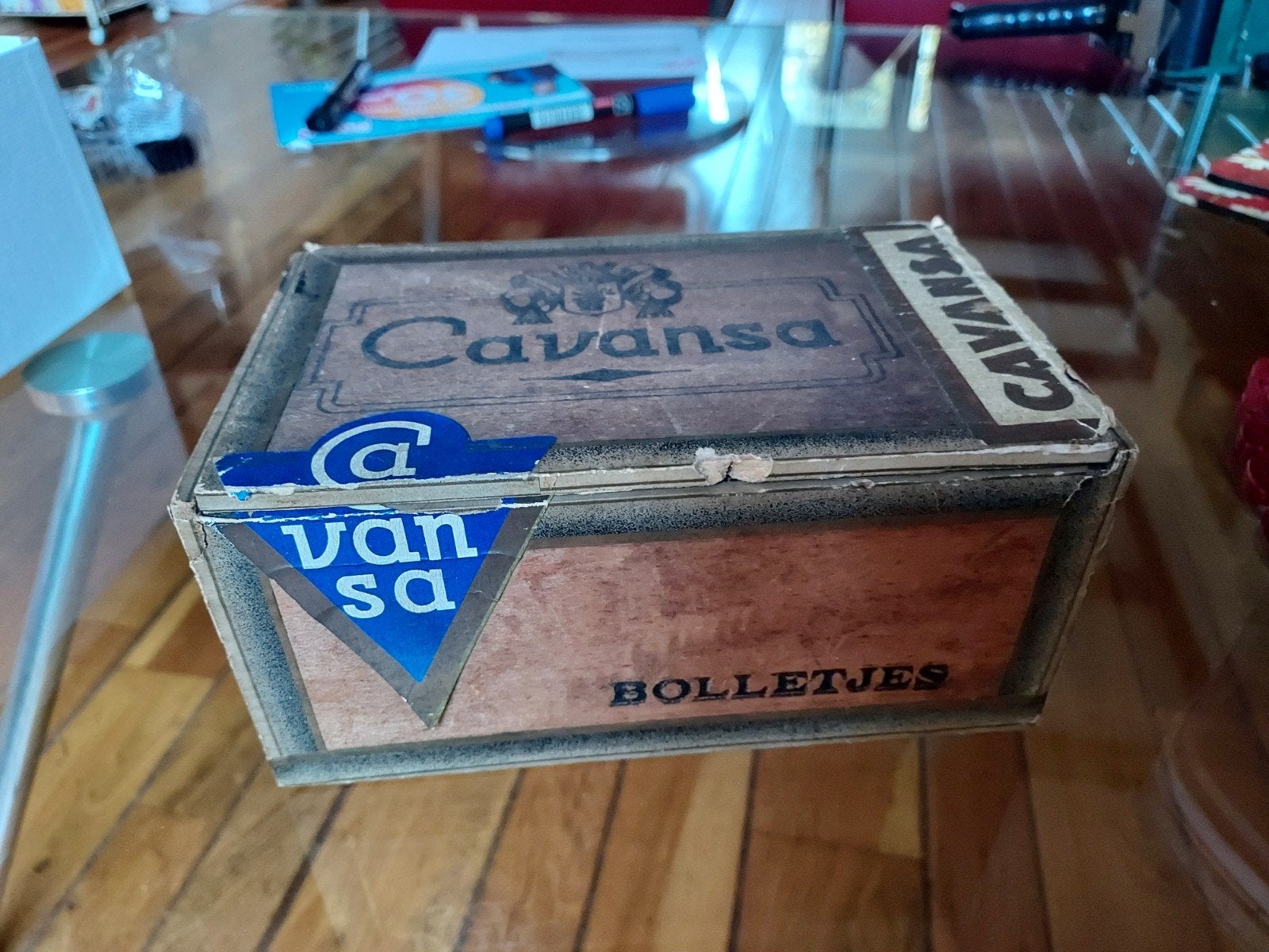Sigarenkistje Cavansa (Jaren '30/'50), Ophalen of Verzenden, Gebruikt, Tabaksdoos of Verpakking