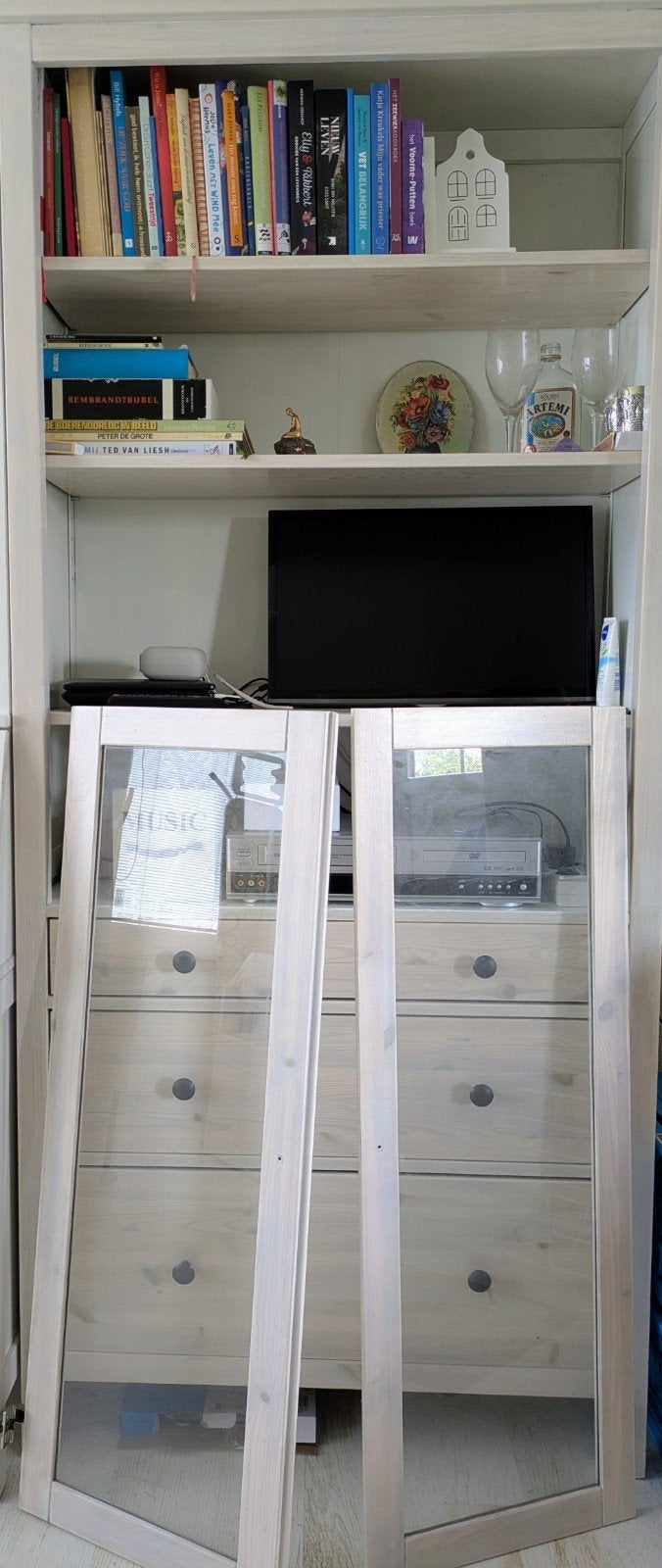 Twee glazen deuren voor kast of dressoir 40 x 110, Ophalen, Zo goed als nieuw