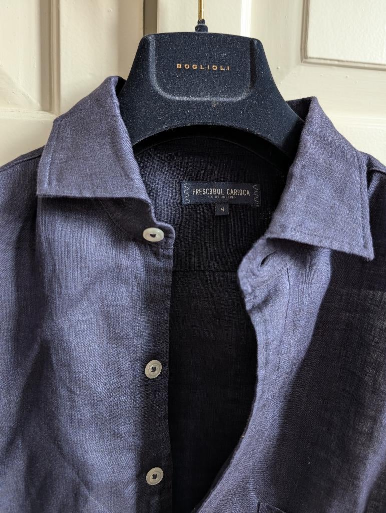 Frescobal Carioca linen shirt medium, Kleding | Heren, Overhemden, Verzenden, Zo goed als nieuw, Blauw, Halswijdte 39/40 (M)