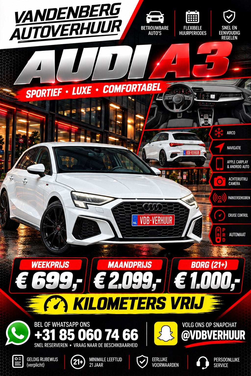 Audi a3 te huur/ autoverhuur/ autohuren