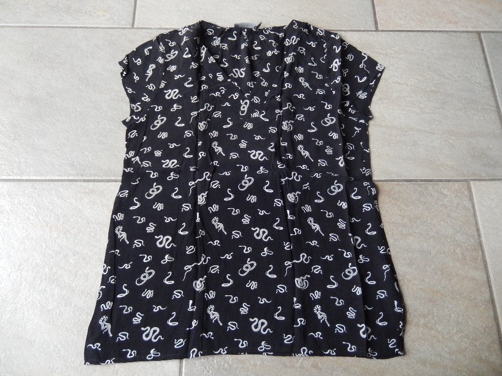 Geisha Zwarte top met Slangenprint - Maat S, Geisha, Zwart, Ophalen of Verzenden, Zo goed als nieuw