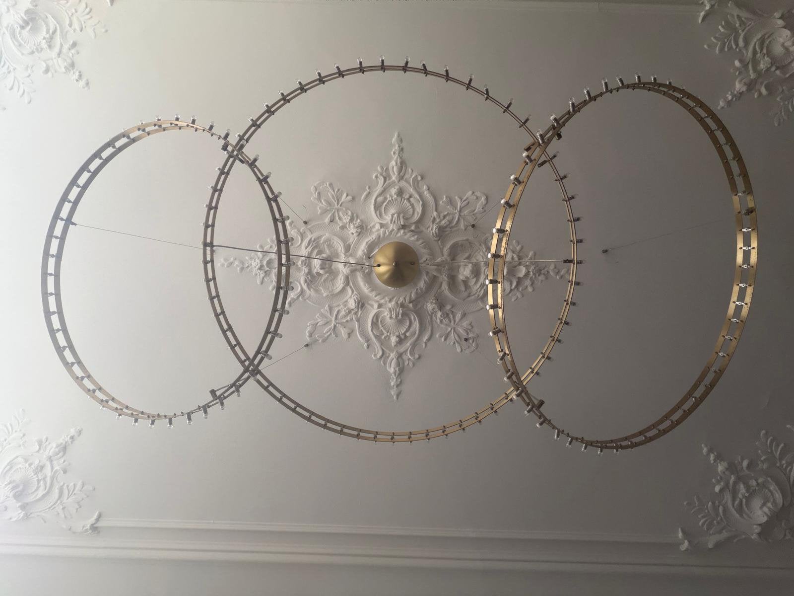 Quasar hanglamp 3 ringen, Ophalen of Verzenden, Zo goed als nieuw, Metaal