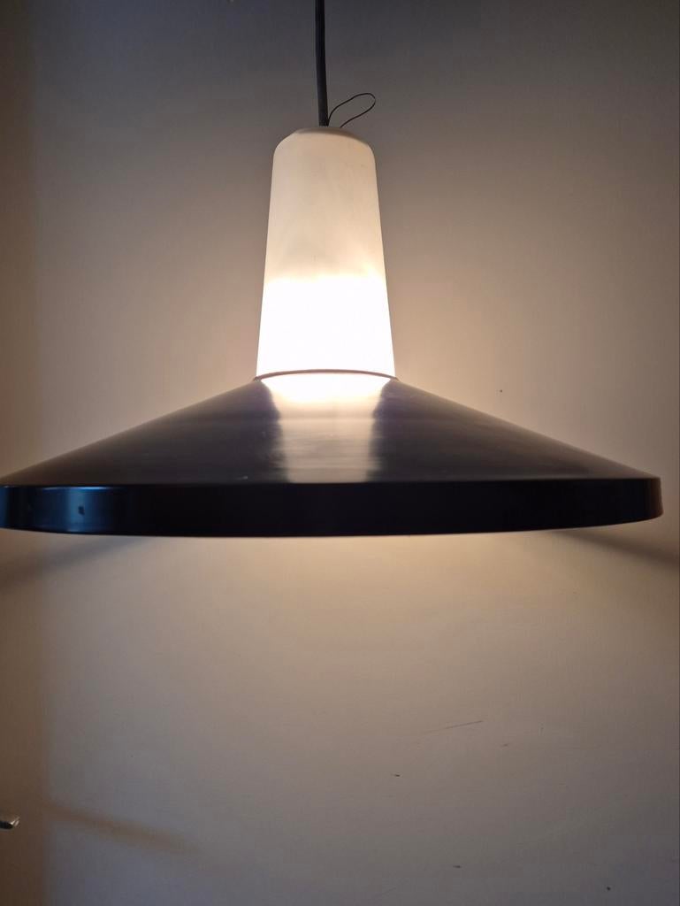 Prachtige vintage zwart wit design lamp, Huis en Inrichting, Lampen | Hanglampen, Ophalen of Verzenden, Gebruikt, Minder dan 50 cm