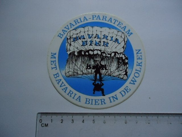 sticker oud Bavaria bier parachute para team retro parateam, Verzenden, Zo goed als nieuw, Bedrijf of Vereniging