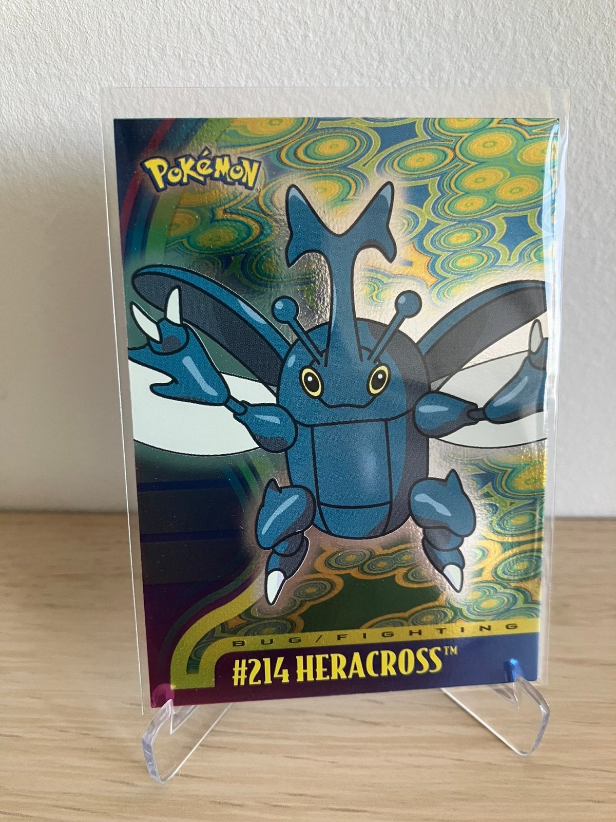 Topps Johto 2001 - Heracross #214 holo [blauw logo], Hobby en Vrije tijd, Ophalen of Verzenden, Gebruikt, Losse kaart, Foil