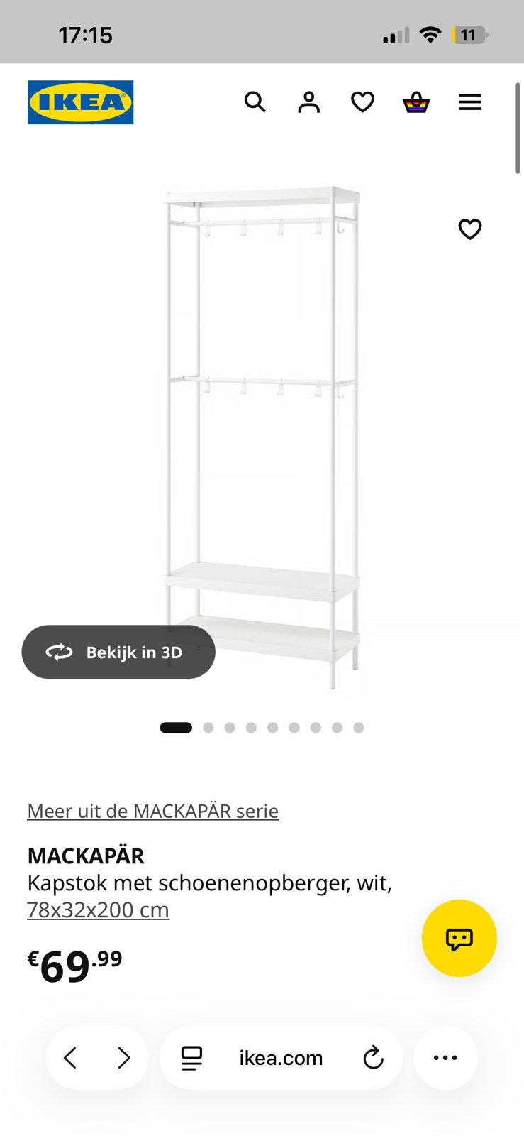 Kledingrek/kapstok MACKAPAR ikea