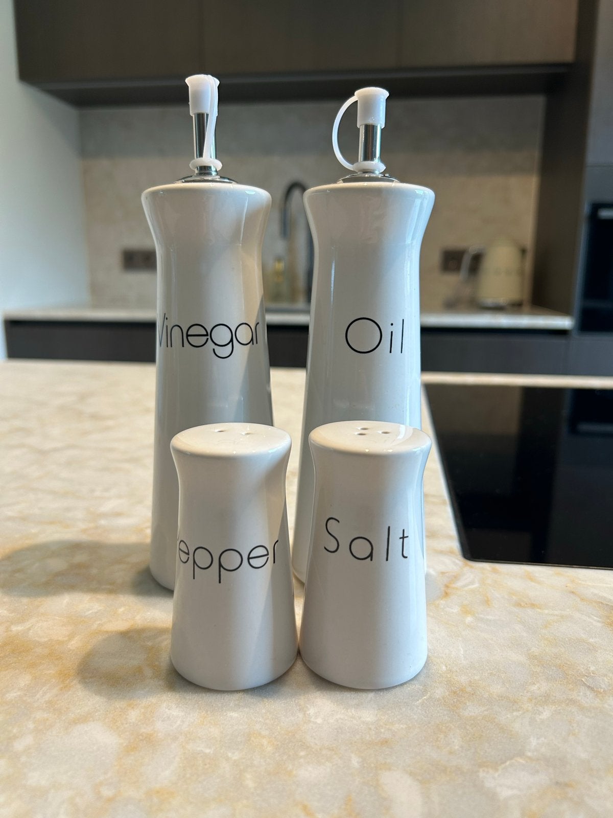 Olie & Azijn & Peper & Zout Set - Nieuw, Overige typen, Nieuw, Ophalen of Verzenden, Steen/keramiek