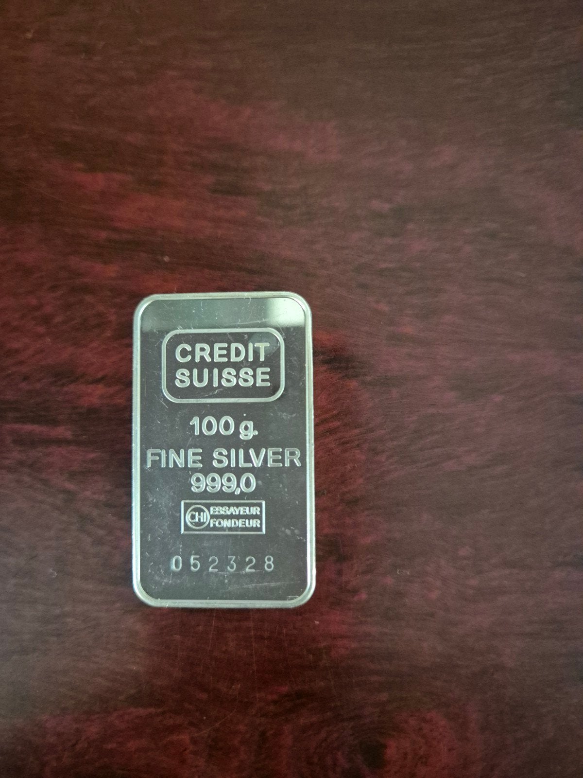 0.999 zilverbaar 100 gram Credit Suisse, Ophalen of Verzenden, Zilver