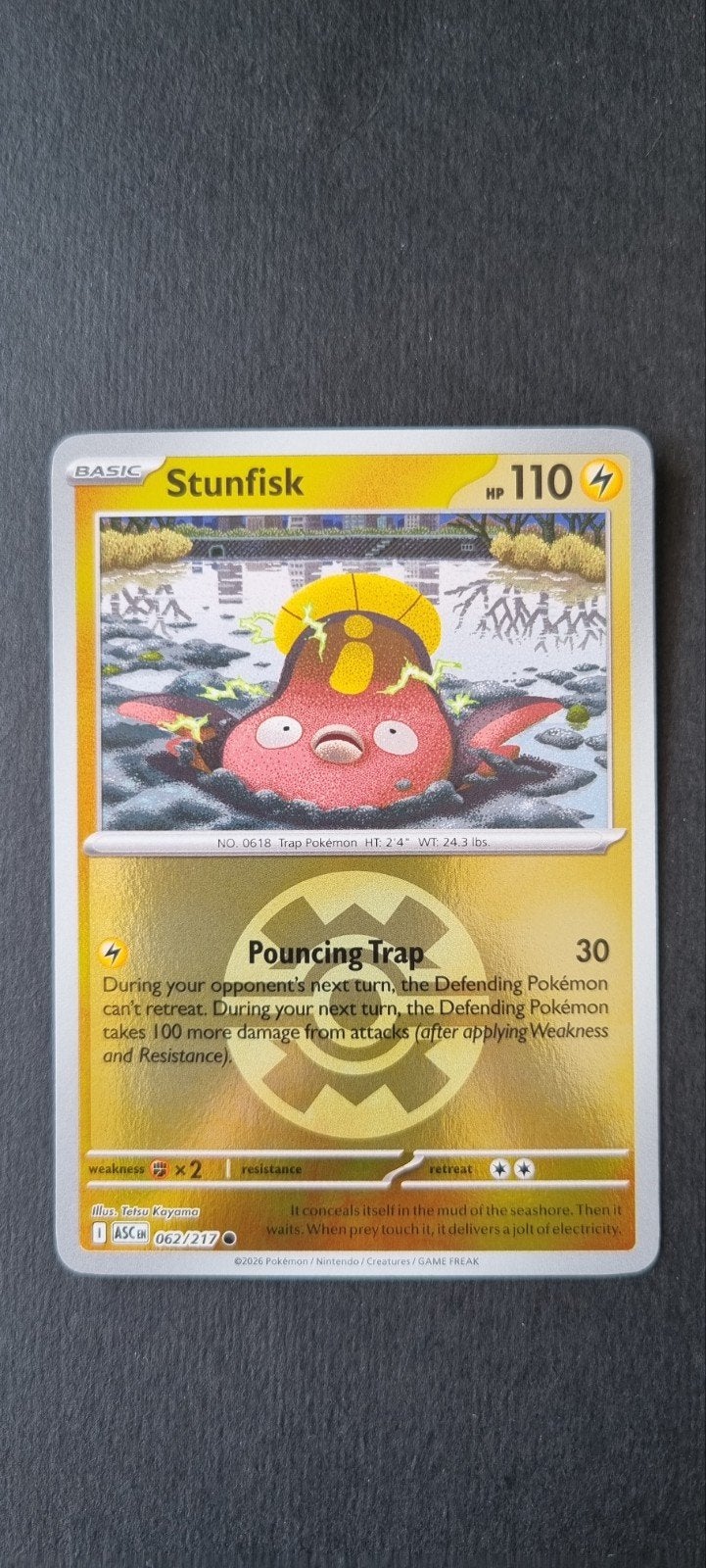 Stunfisk Pokéball XASC 062/217, Ophalen of Verzenden, Zo goed als nieuw, Losse kaart