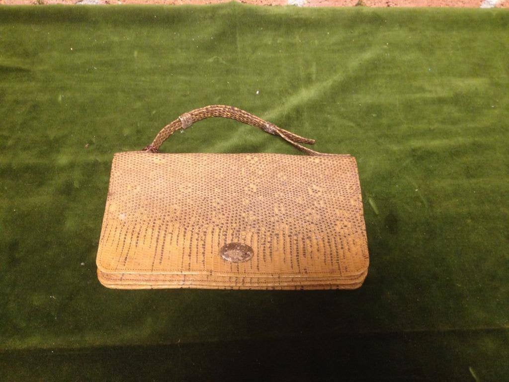 Vintage enveloptasje van echt slangenleder., Verzenden, Dames, Vintage antiek oud