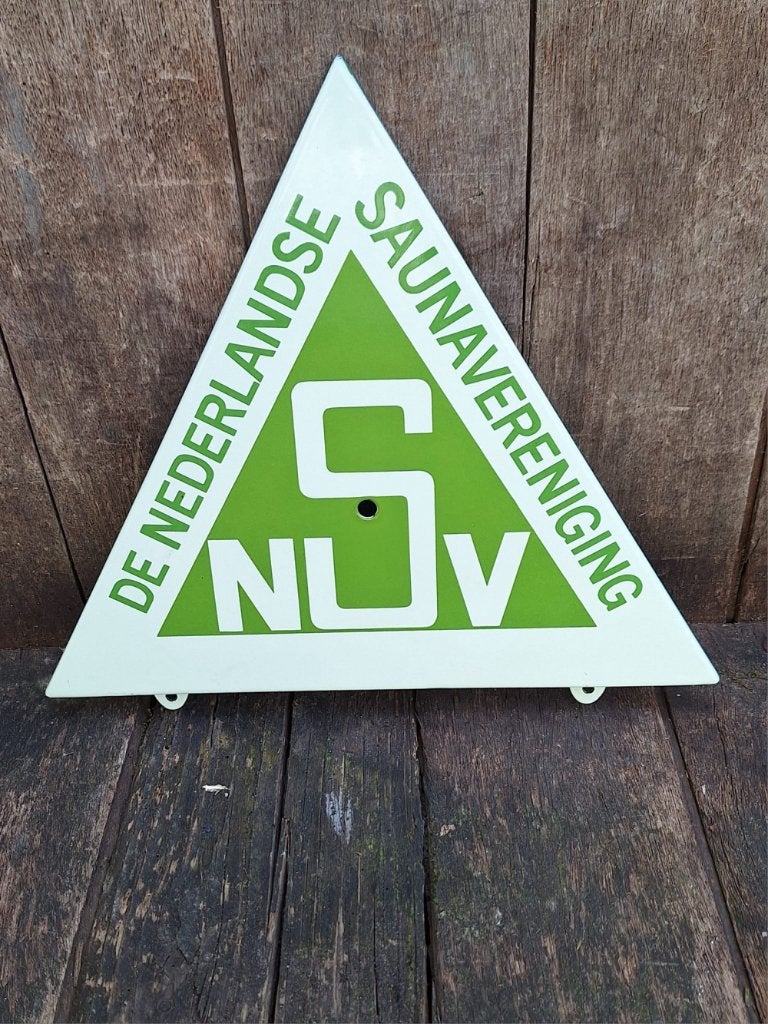 Emaille bord De Nederlandse Saunavereniging, new old stock., Verzamelen, Reclamebord, ., Ophalen of Verzenden, Zo goed als nieuw