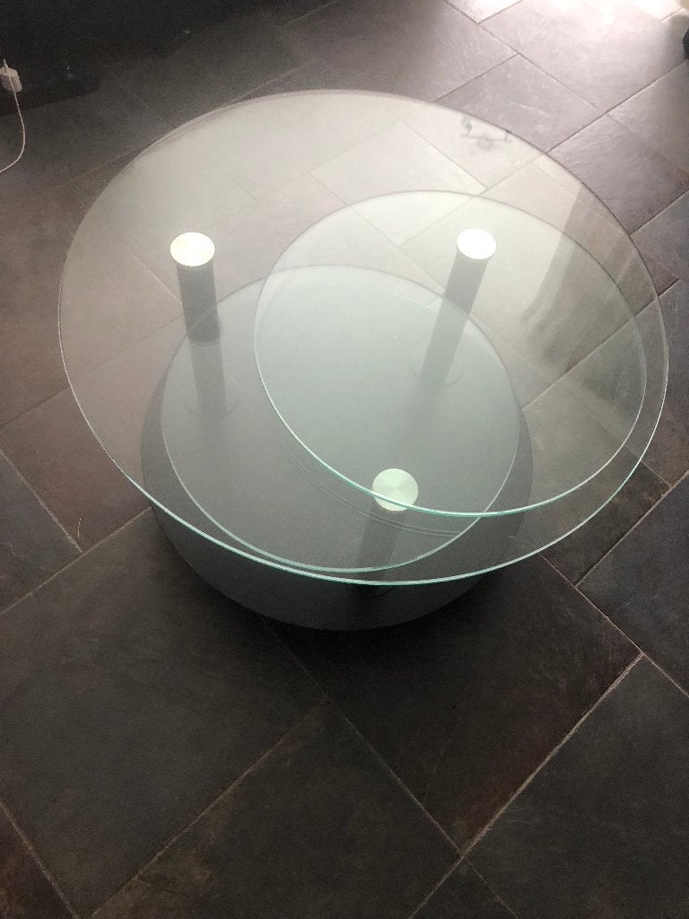 Glazen salon tafel, Gebruikt, Rond, Glas, 75 cm of meer