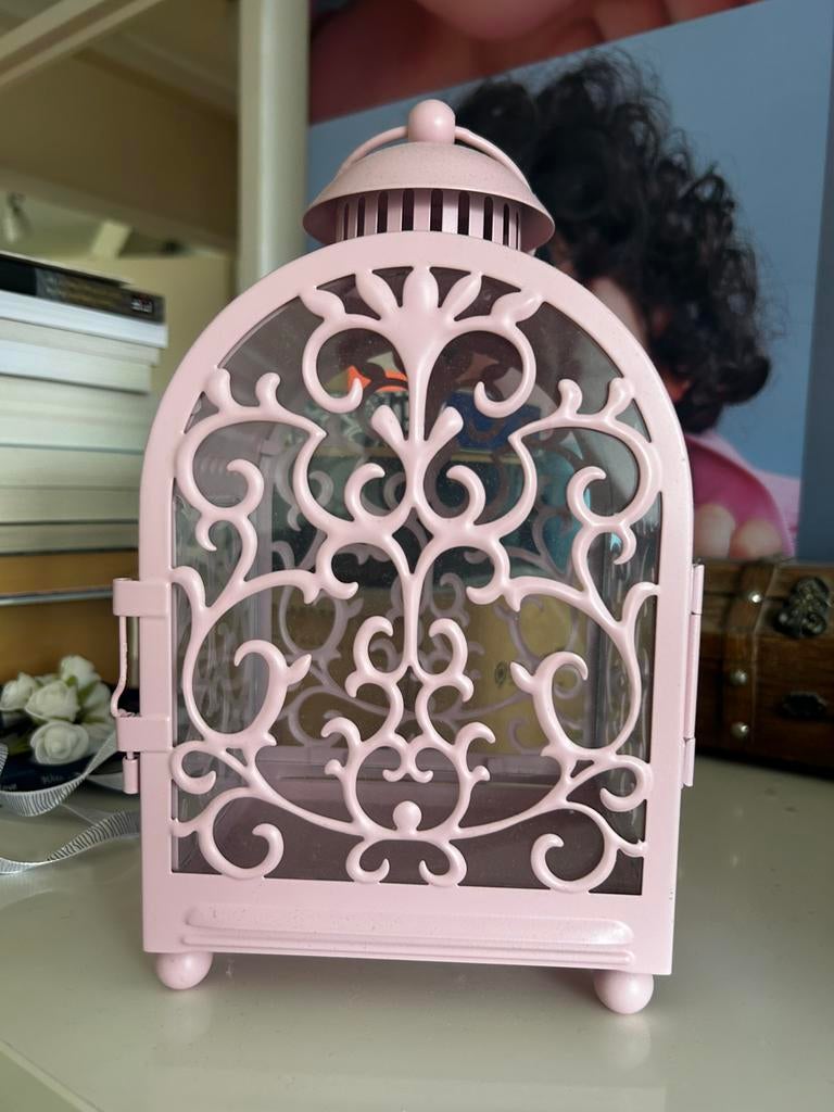 Roze kandelaar, Ophalen of Verzenden, Zo goed als nieuw, Overige materialen, Minder dan 25 cm