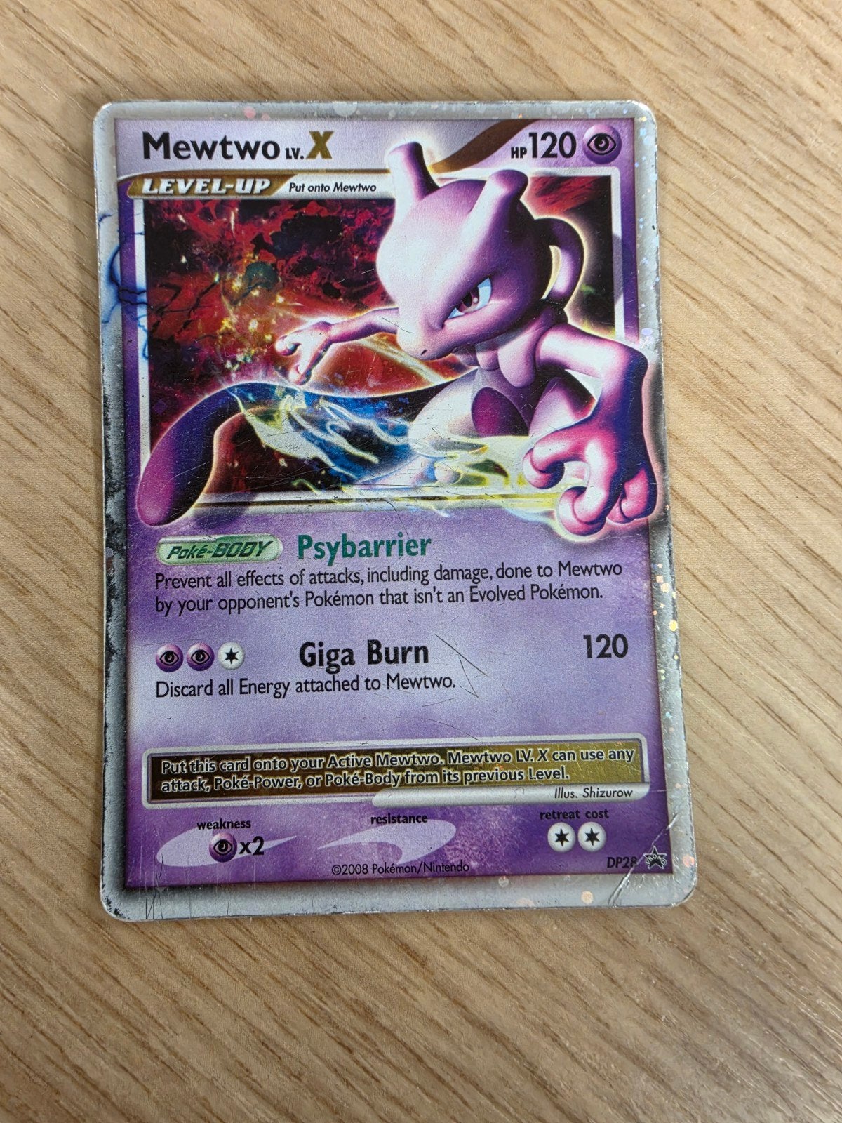 Mewtwo LV.X Pokémon kaart - Gebruikt, Hobby en Vrije tijd, Ophalen of Verzenden, Gebruikt, Losse kaart