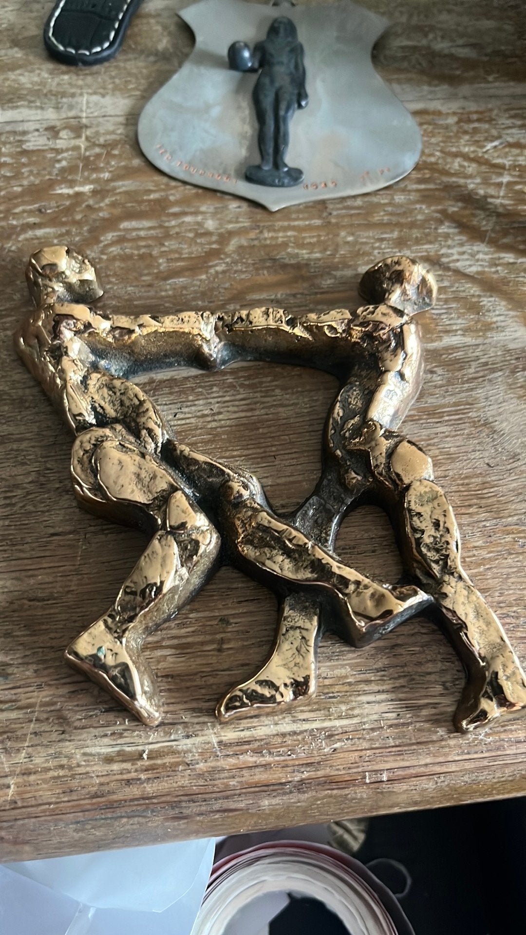Brutalish Brons Wandsculptuur S. Høvren Johnsen, Ophalen of Verzenden