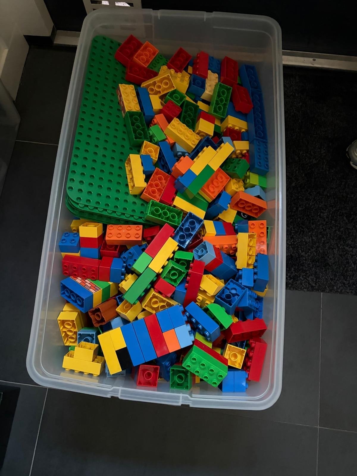 Grote bak met diverse LEGO Duplo stenen en grondplaten, Kinderen en Baby's, Ophalen, Gebruikt, Inclusief extra onderdelen, Duplo