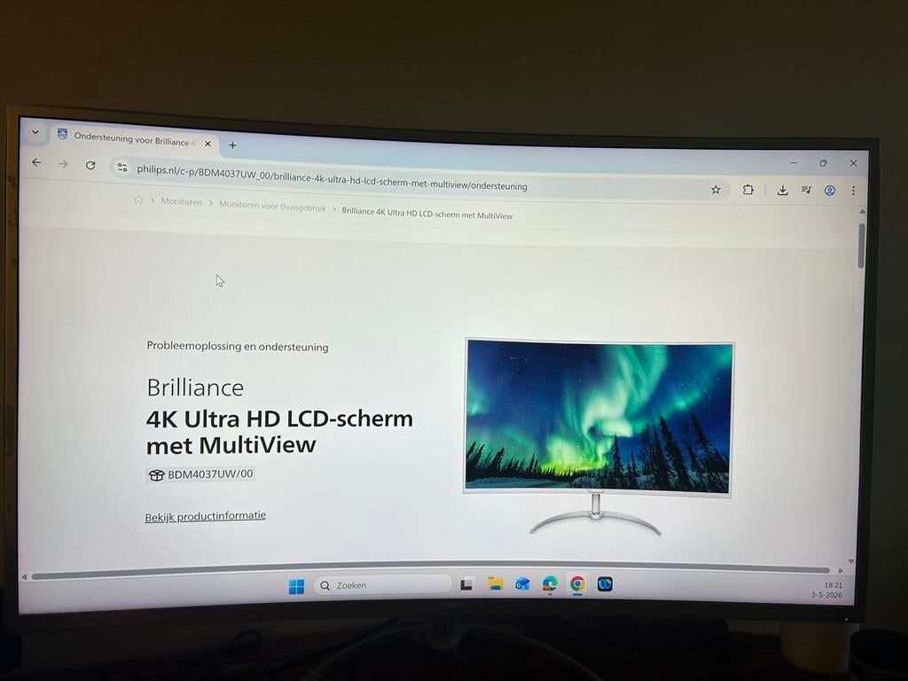 Philips Brilliance BDM4037UW, Curved, Ophalen of Verzenden, 60 Hz of minder, Ultra HD (4K)