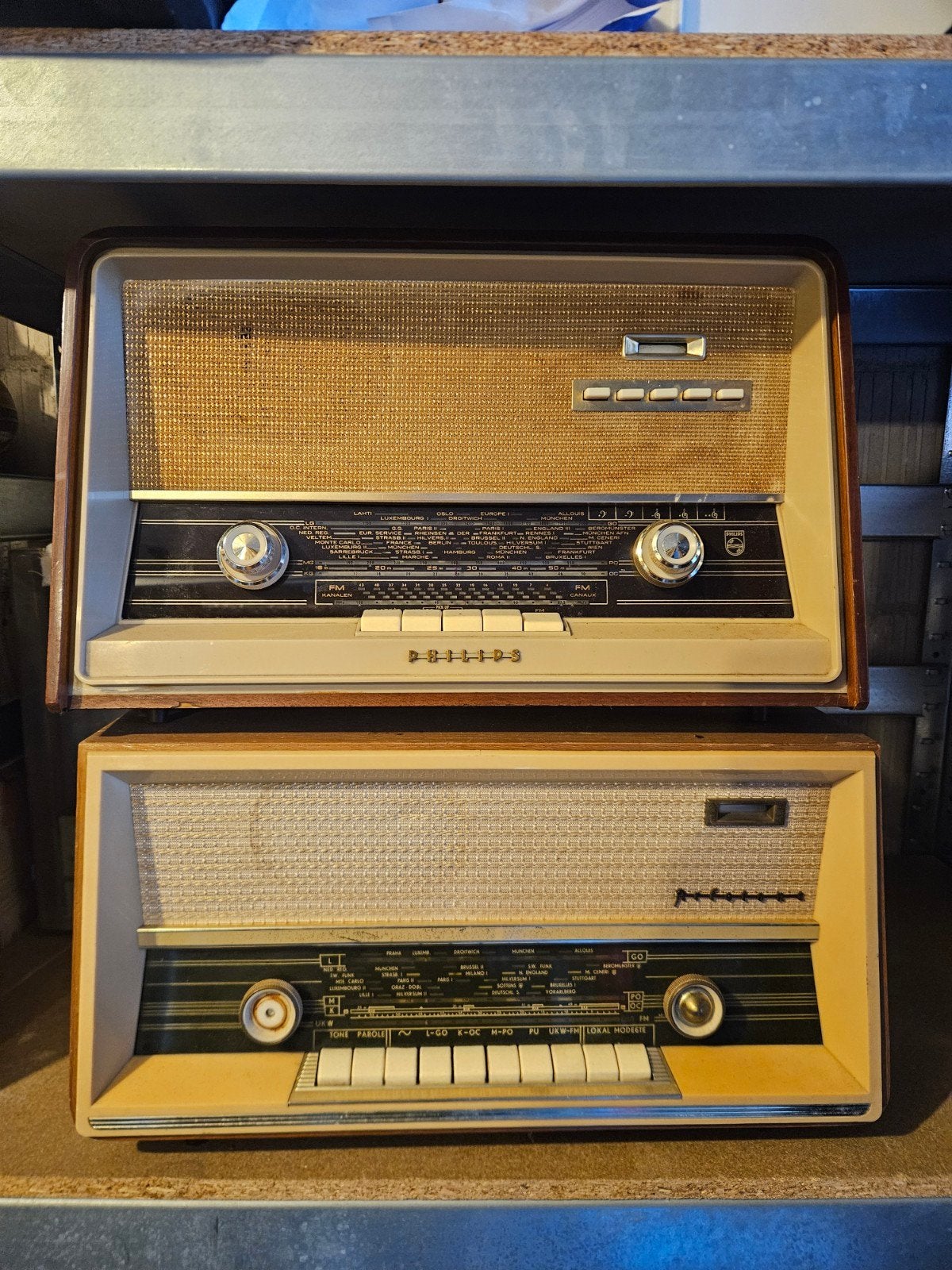 Philips en Aristona radio's - Vintage buizenradio's, Ophalen of Verzenden, Gebruikt, Radio