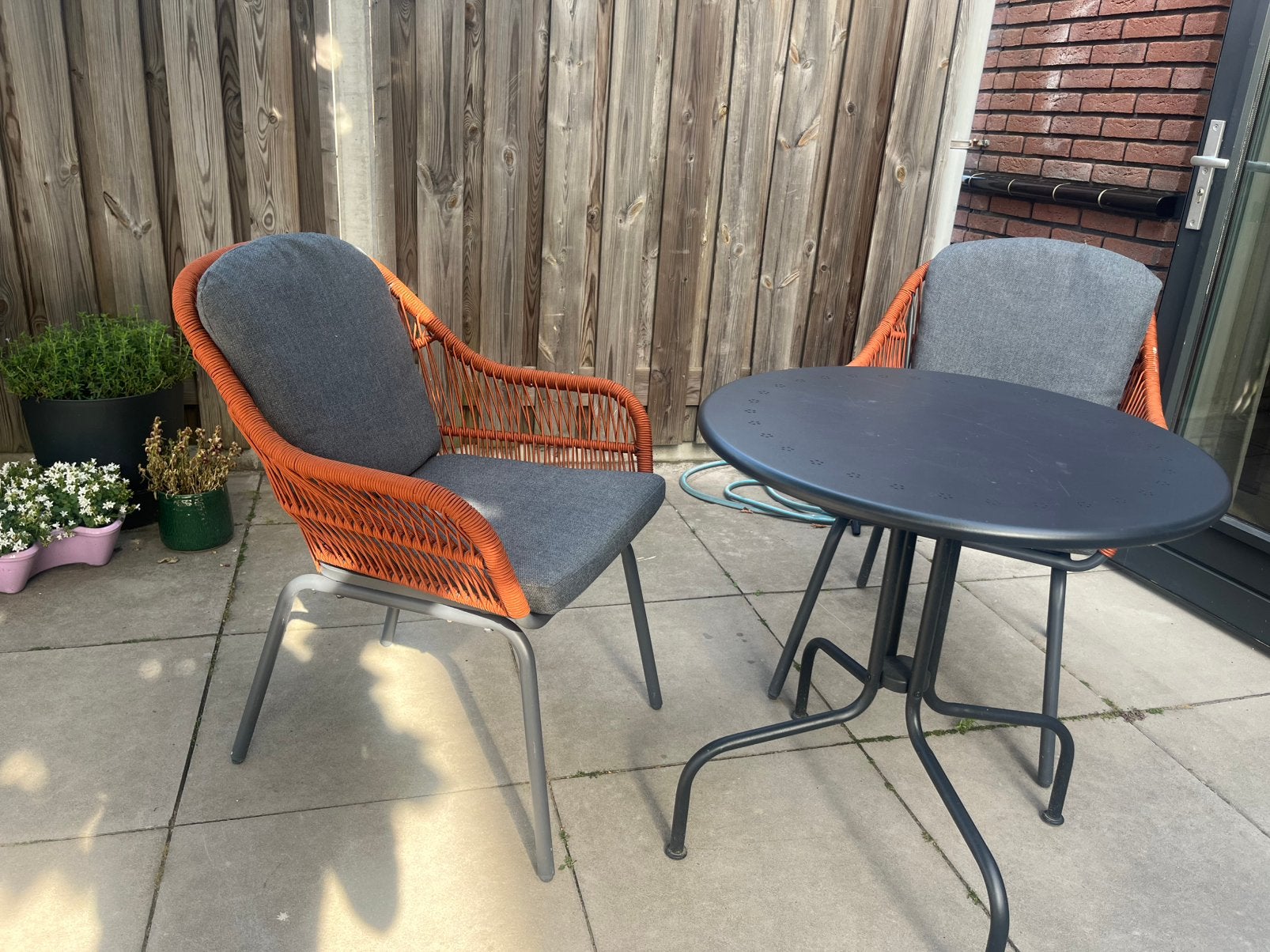 2x Garden impressions triton stoel met bistro tafel, Tuin en Terras, Tuinsets en Loungesets, Gebruikt, Aluminium, Stoel, Ophalen