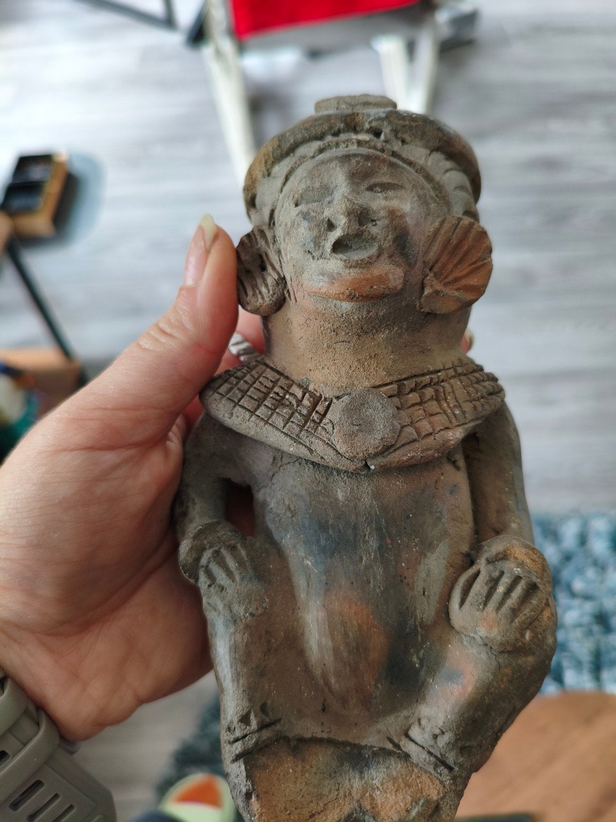 Antiek Terracotta Beeldje - Maya/Azteekse Stijl, Ophalen of Verzenden