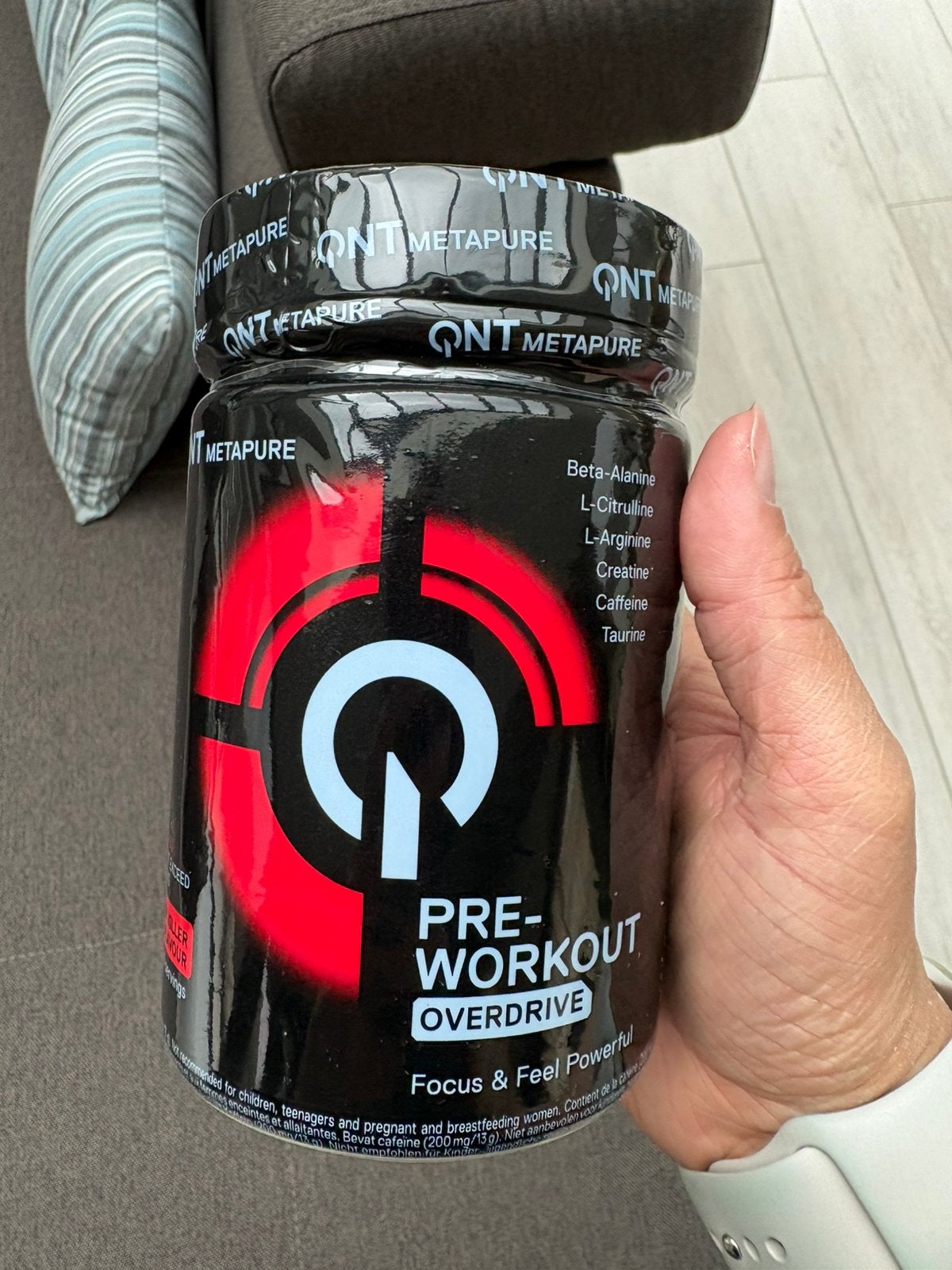 QNT Pre-workout overdrive raspberry killer flavor, Ophalen of Verzenden, Nieuw, Poeder of Drank