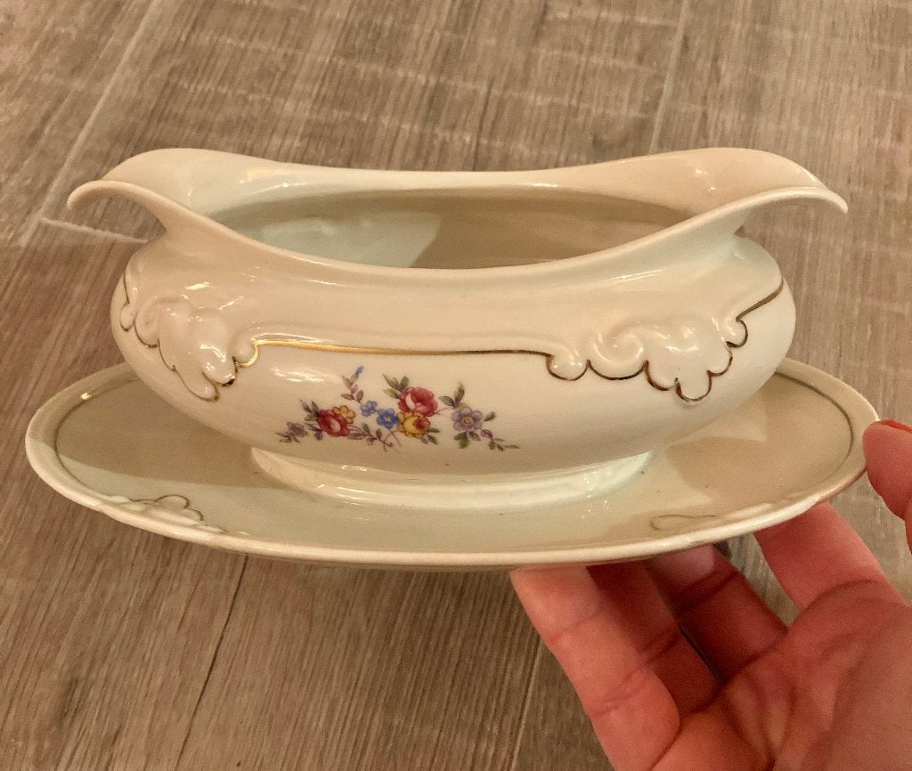 Antieke vintage sauskom juskom bakje brocante porselein boho, Ophalen of Verzenden