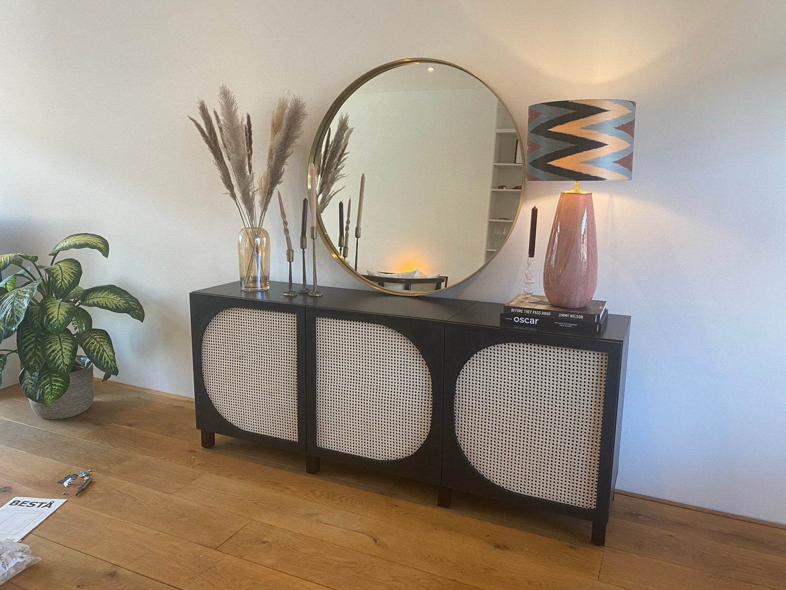 Ikea Besta dressoir met webbing deuren (HK Living namaak), Ophalen, Gebruikt, 150 tot 200 cm, 25 tot 50 cm
