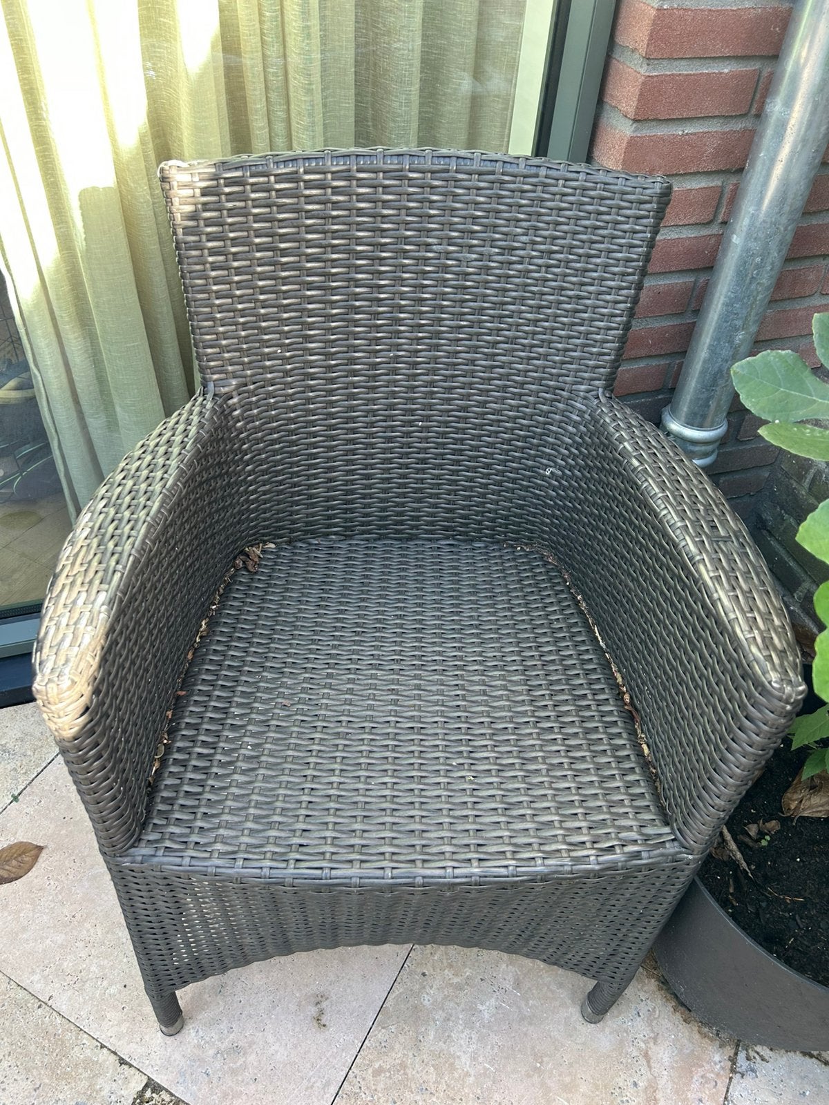 6 Eettafelstoelen voor in de tuin wicker antraciet, Ophalen, Zo goed als nieuw, Wicker