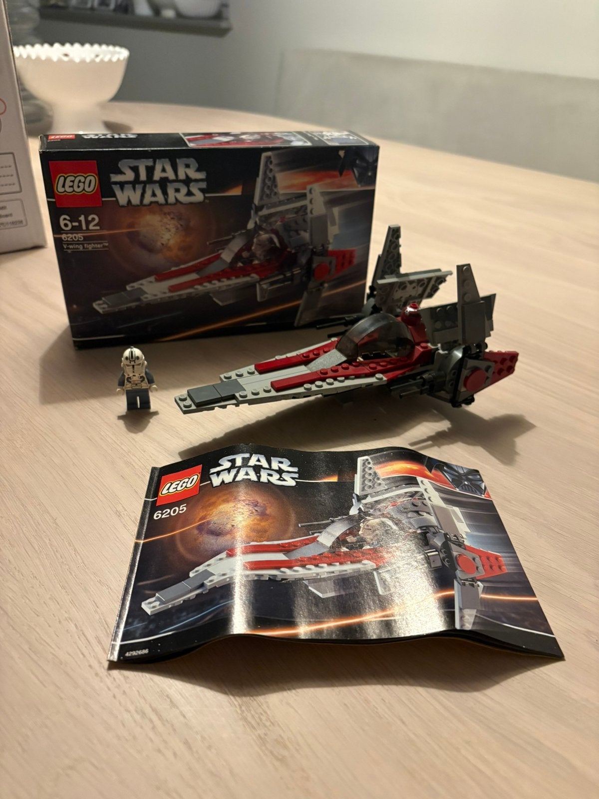 LEGO Star Wars 6205 V-wing Fighter – 100% Compleet + Doos, Ophalen of Verzenden, Zo goed als nieuw