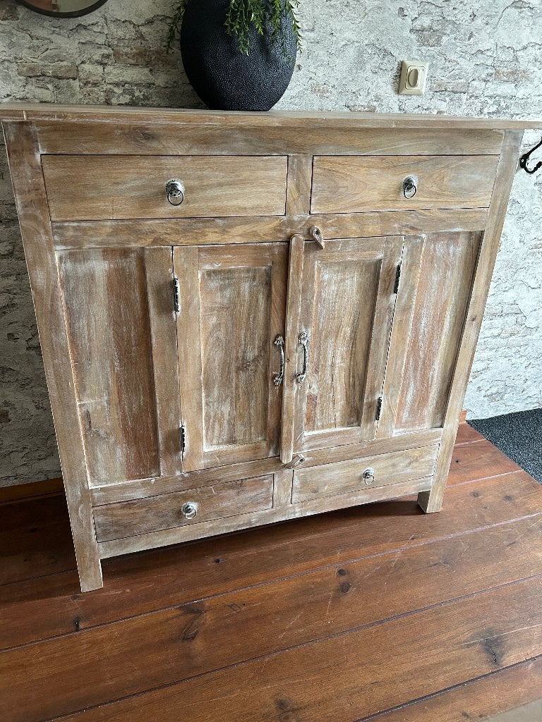 Houten Dressoir White Wash Kast, Huis en Inrichting, Ophalen, Gebruikt, 25 tot 50 cm, 100 tot 150 cm